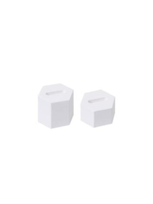 JD245 Pair of Two Hexagonal Ring Pedestals - White Gypsum